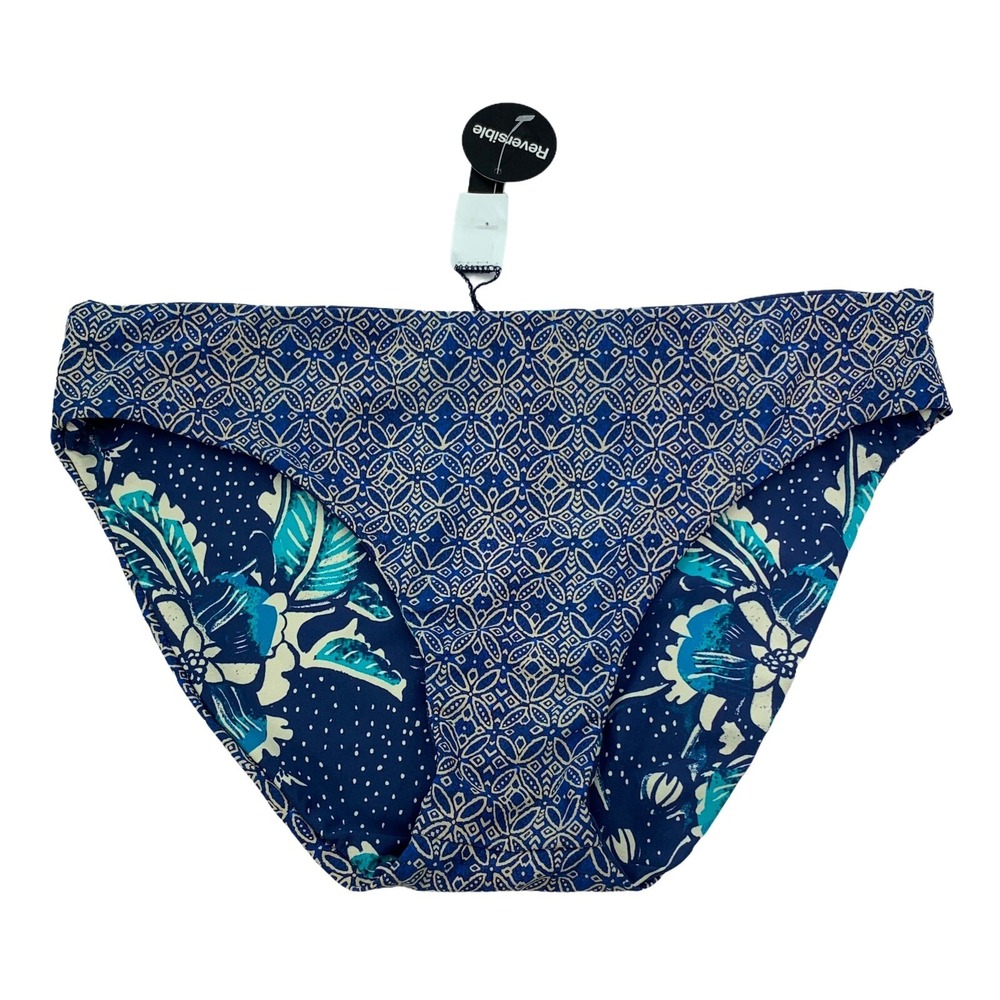 Athena New Women's Blue Printed Marine Reversible Bikini Swim Bottoms Size XS
